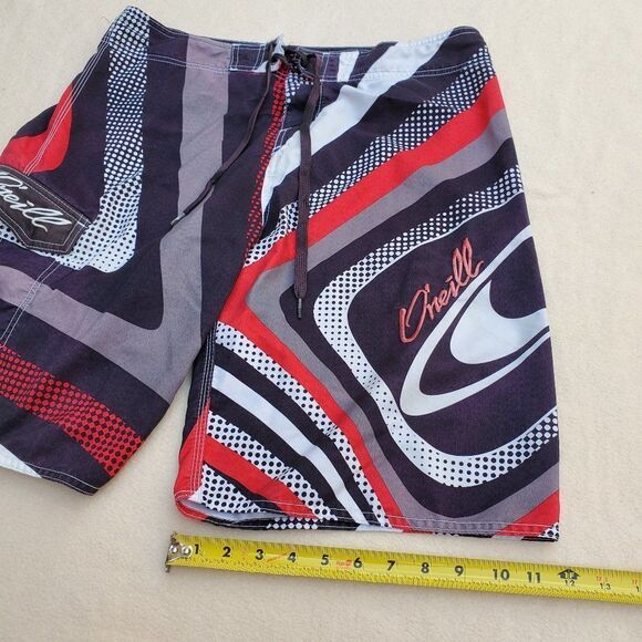 O'Neill black, red, gray, and white board shorts/swim trunks - Picture 4 of 11